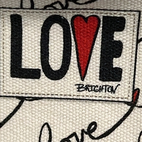 Brighton LOVE SCROLL Canvas Black White Crossbody Bag NEW Without Tags 8”x5” - Picture 3 of 16